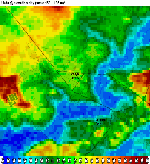 Uzda elevation map