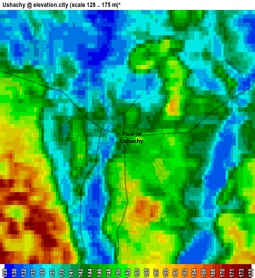 Ushachy elevation map