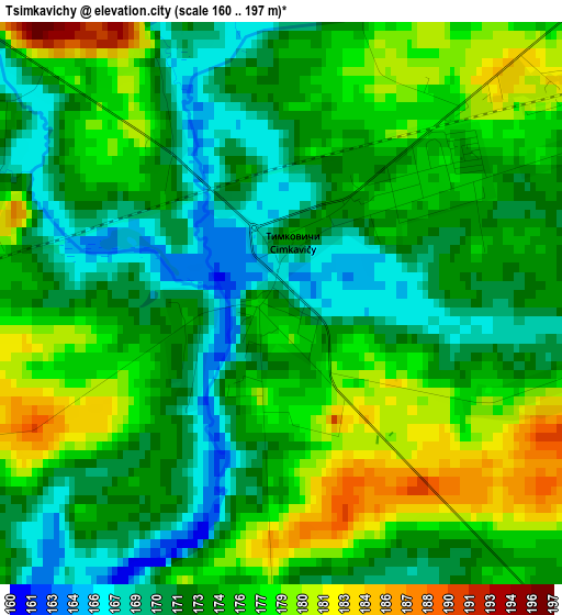 Tsimkavichy elevation map