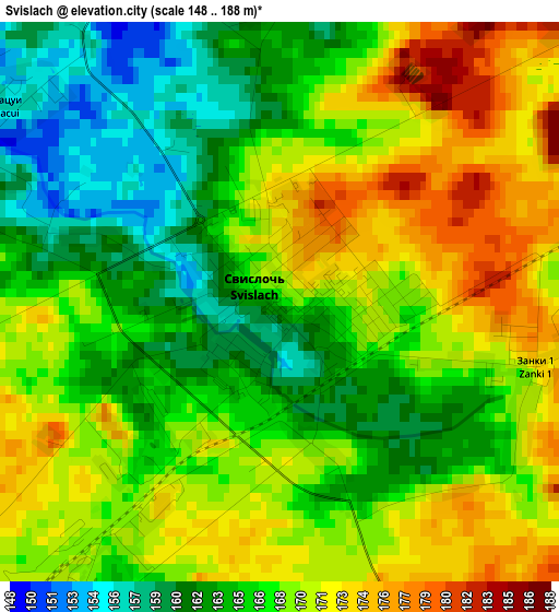 Svislach elevation map