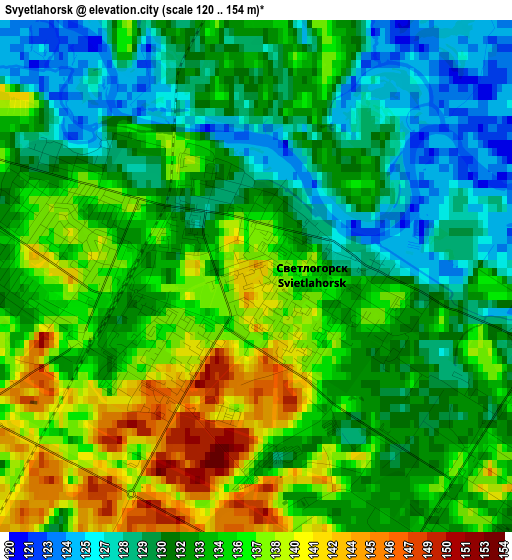 Svyetlahorsk elevation map