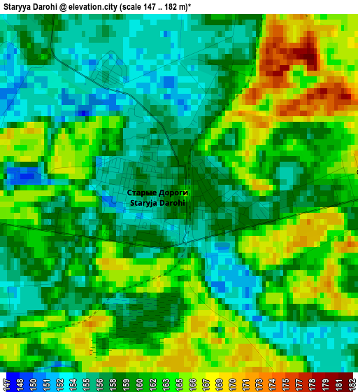 Staryya Darohi elevation map