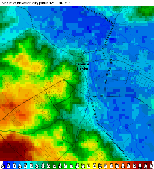 Slonim elevation map