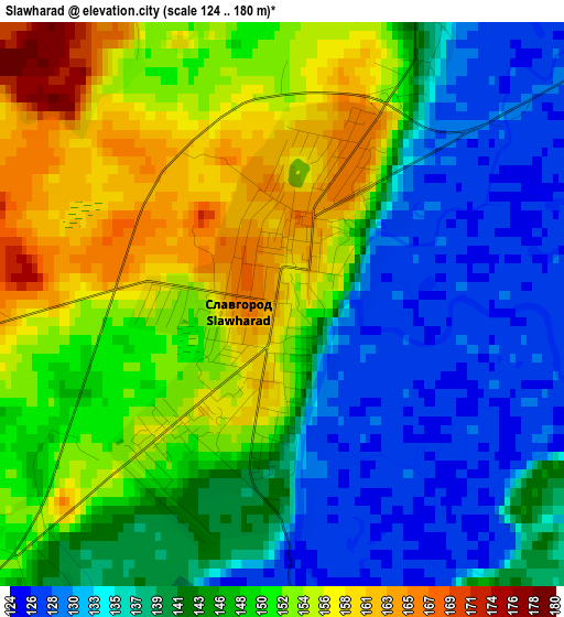 Slawharad elevation map