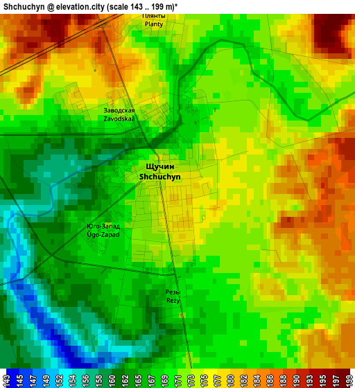 Shchuchyn elevation map