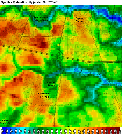 Syenitsa elevation map