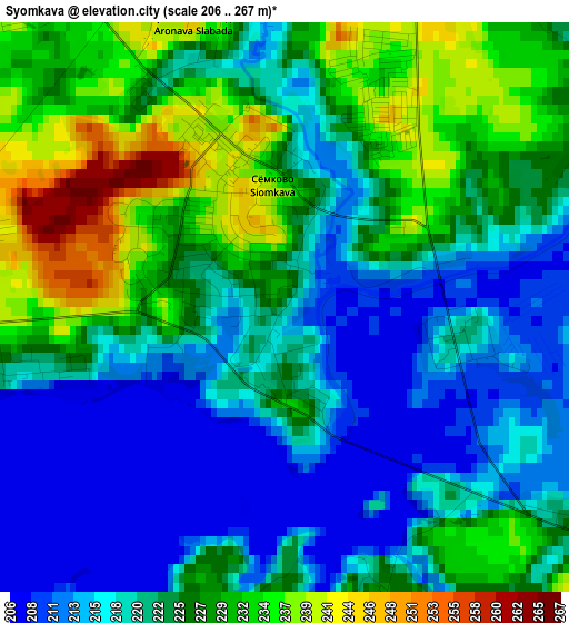 Syomkava elevation map