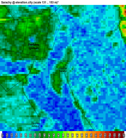 Sarachy elevation map