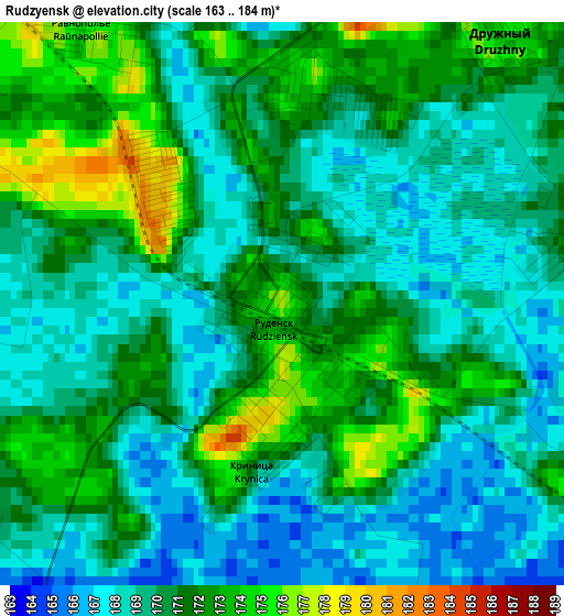 Rudzyensk elevation map