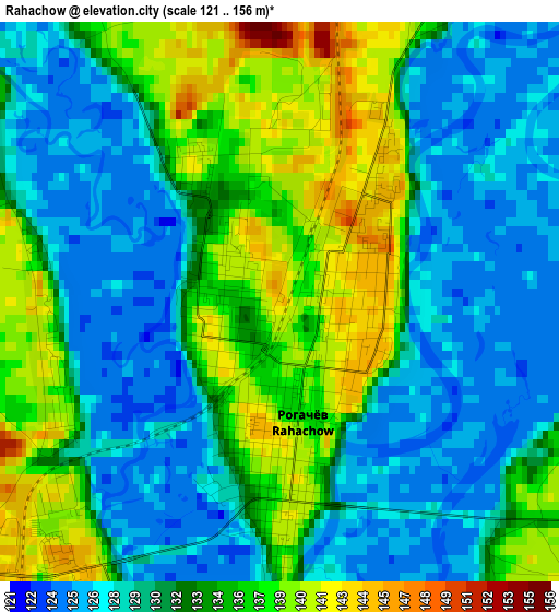 Rahachow elevation map