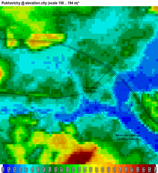 Pukhavichy elevation map