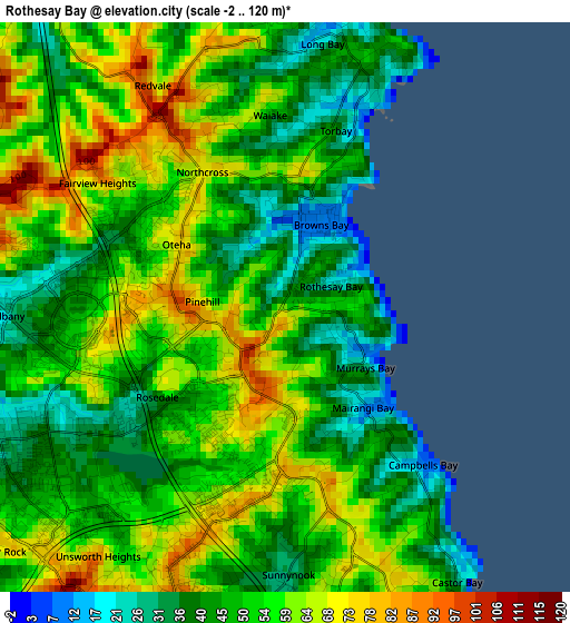 Rothesay Bay elevation map