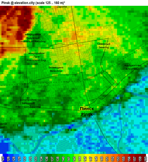 Pinsk elevation map