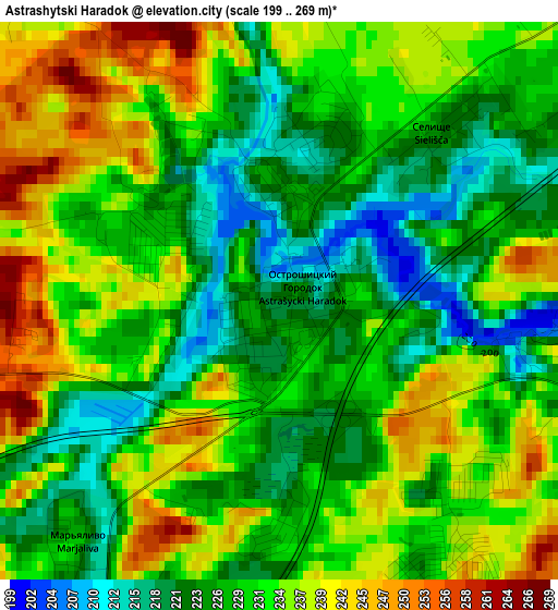 Astrashytski Haradok elevation map