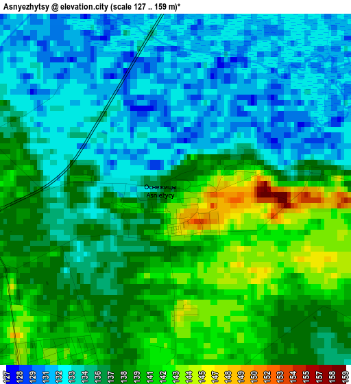 Asnyezhytsy elevation map