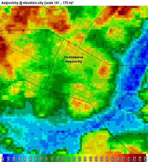 Asipovichy elevation map