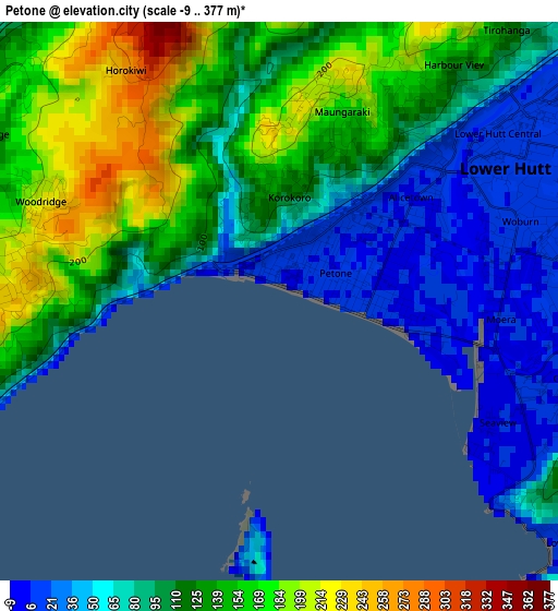 Petone elevation map