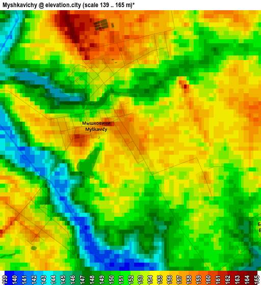 Myshkavichy elevation map