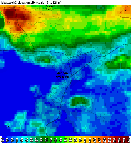 Myadzyel elevation map