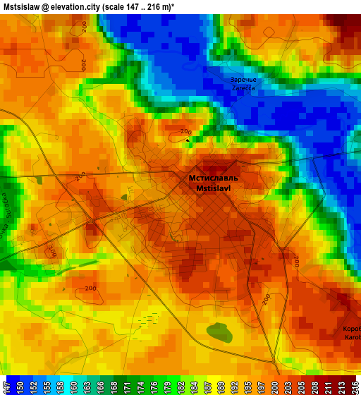 Mstsislaw elevation map