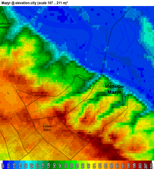 Mazyr elevation map