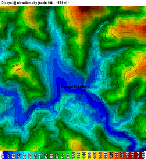 Dipayal elevation map