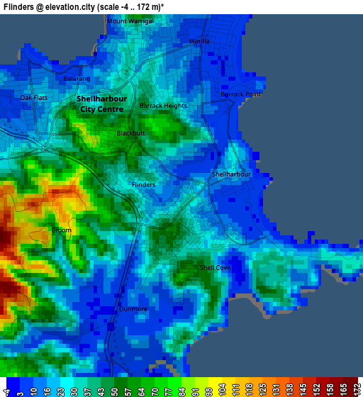 Flinders elevation map