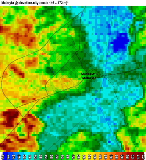 Malaryta elevation map