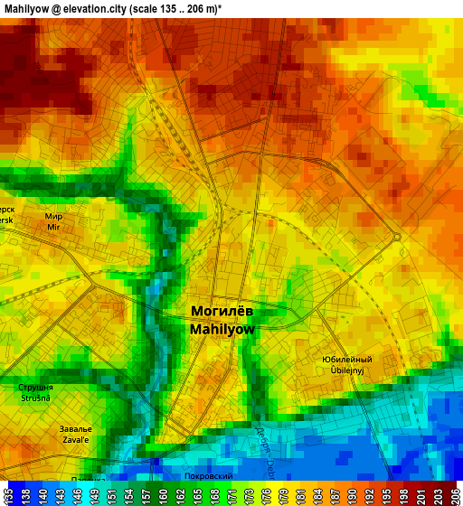 Mahilyow elevation map