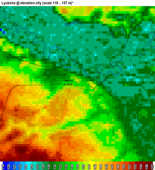 Lyubcha elevation map