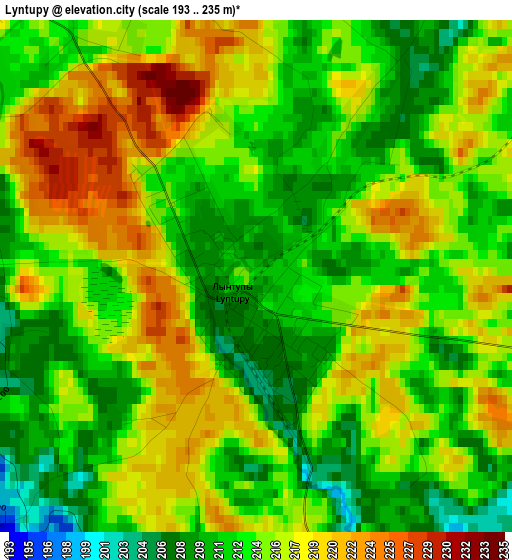 Lyntupy elevation map