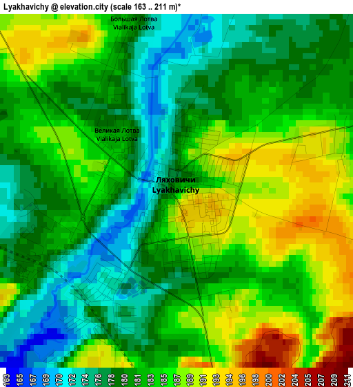 Lyakhavichy elevation map