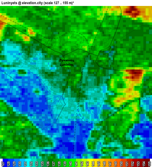 Luninyets elevation map