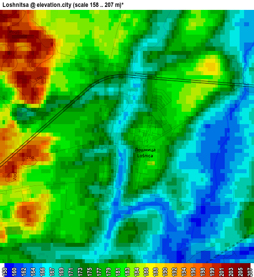 Loshnitsa elevation map