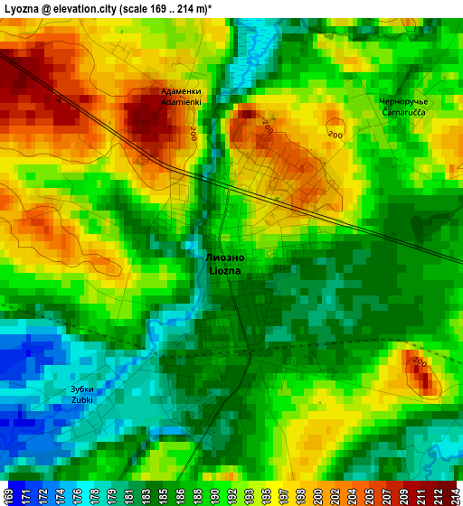 Lyozna elevation map