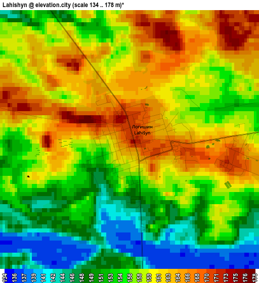 Lahishyn elevation map