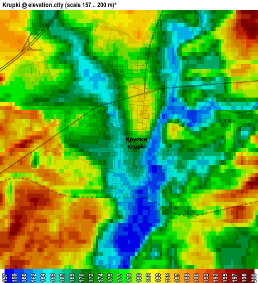 Krupki elevation map