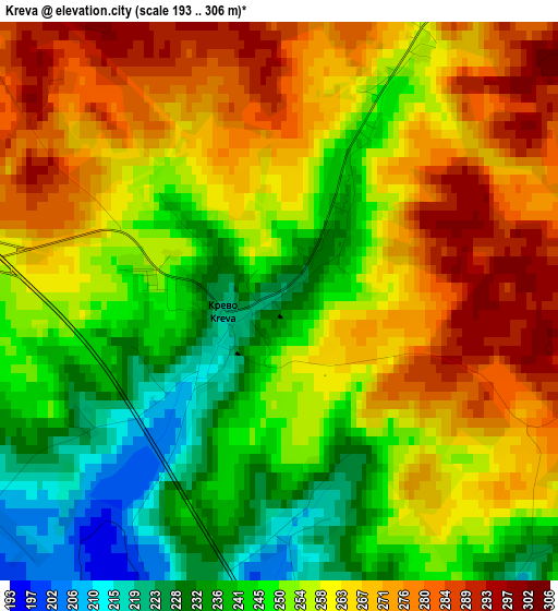 Kreva elevation map