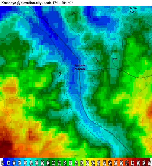 Krasnaye elevation map