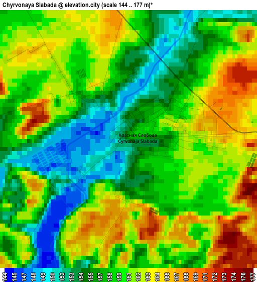 Chyrvonaya Slabada elevation map