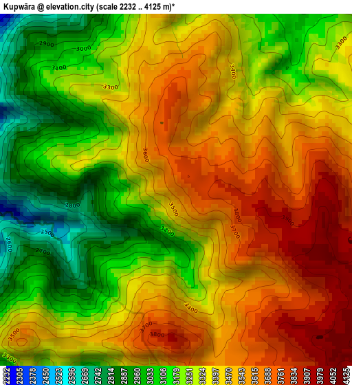 Kupwāra elevation map