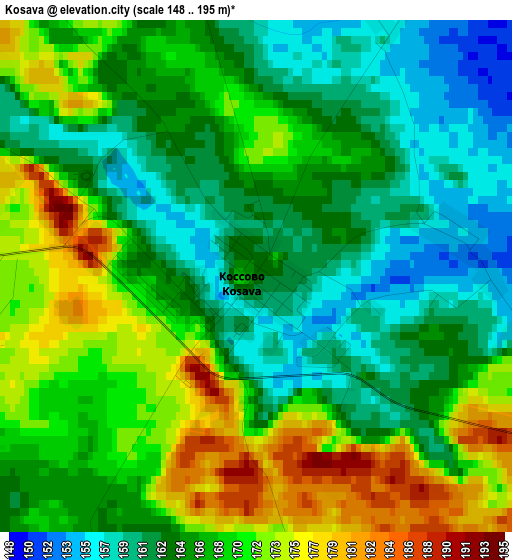 Kosava elevation map