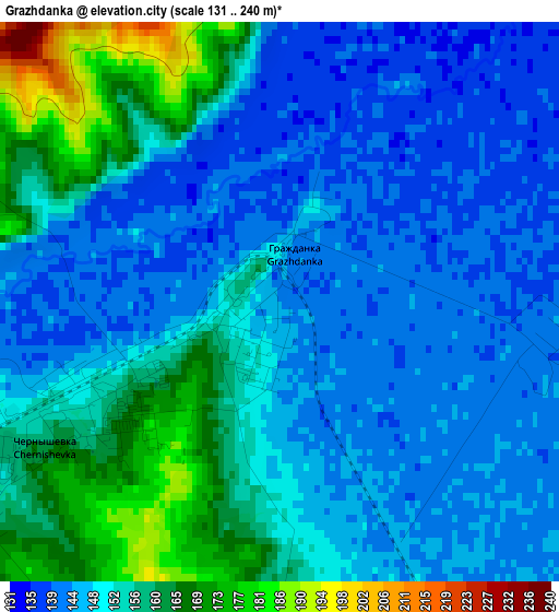 Grazhdanka elevation map