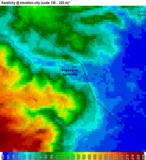 Karelichy elevation map