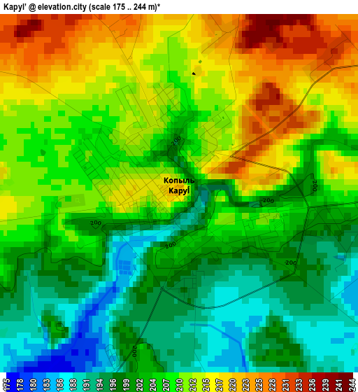 Kapyl’ elevation map