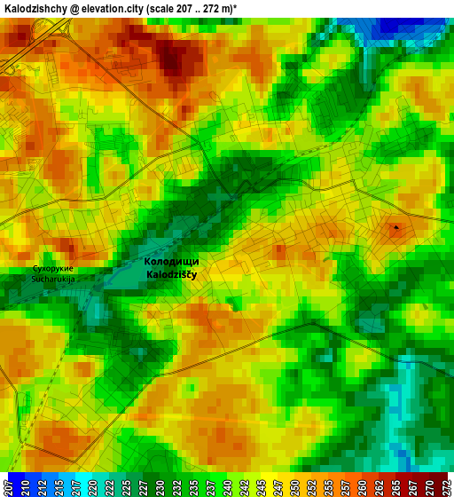 Kalodzishchy elevation map