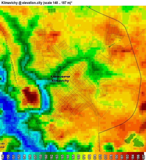 Klimavichy elevation map