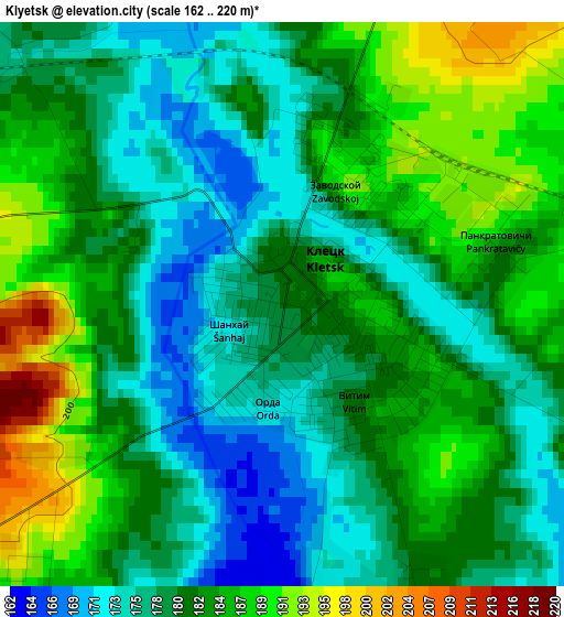 Klyetsk elevation map