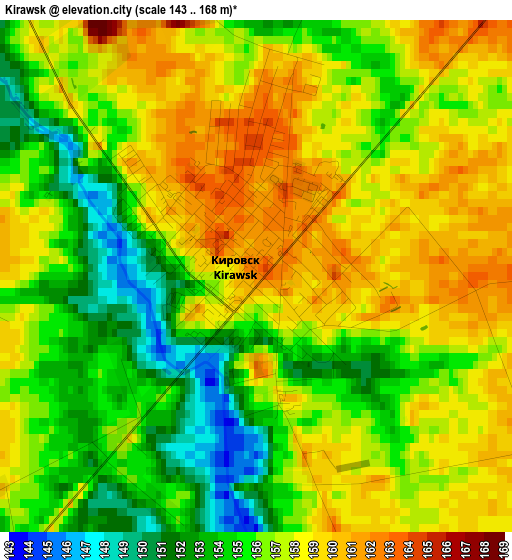 Kirawsk elevation map