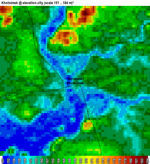 Khotsimsk elevation map